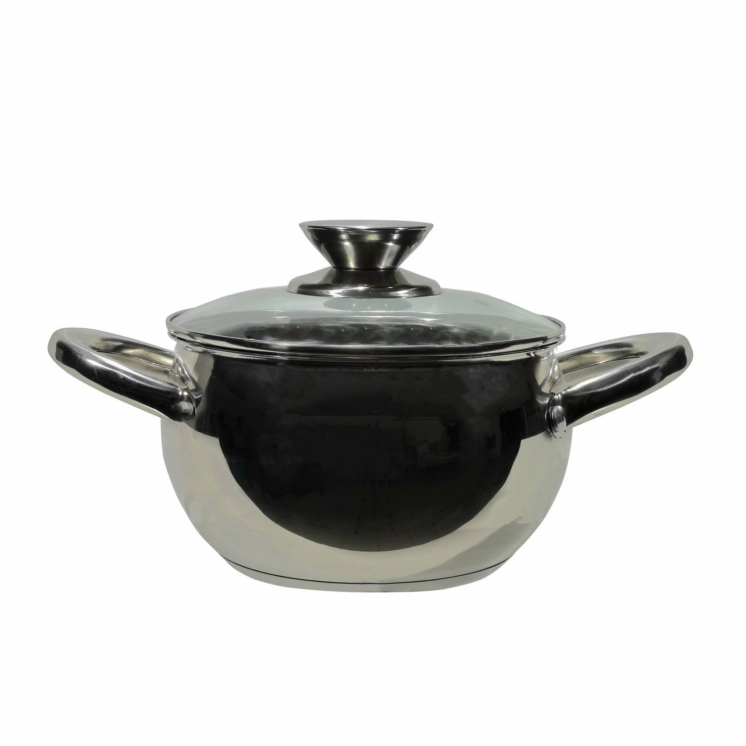 GUSTO CASA - Casseruola in acciaio inox Veronique con coperchio in vetro temperato diametro 28 cm